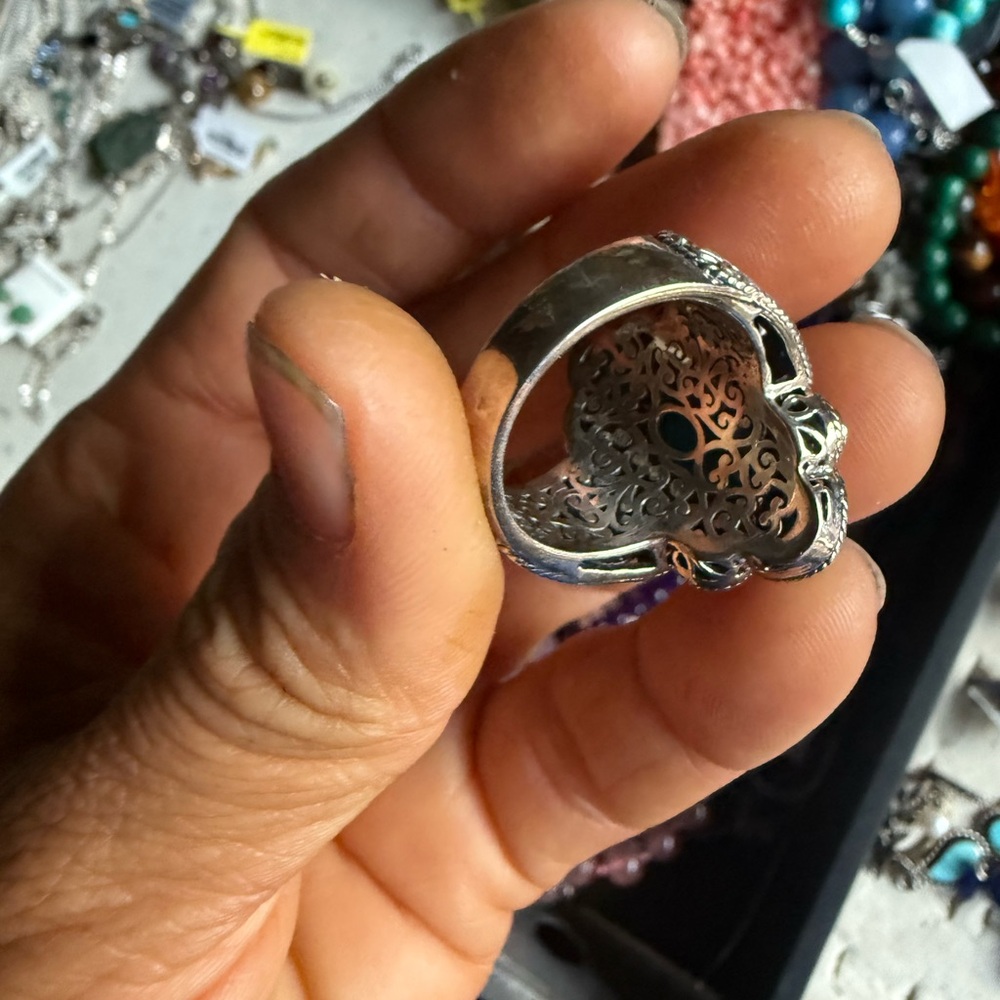 Turquoise Silver Statement Ring - image 4